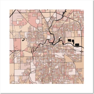 Fort Wayne Map Pattern in Soft Pink Pastels Posters and Art